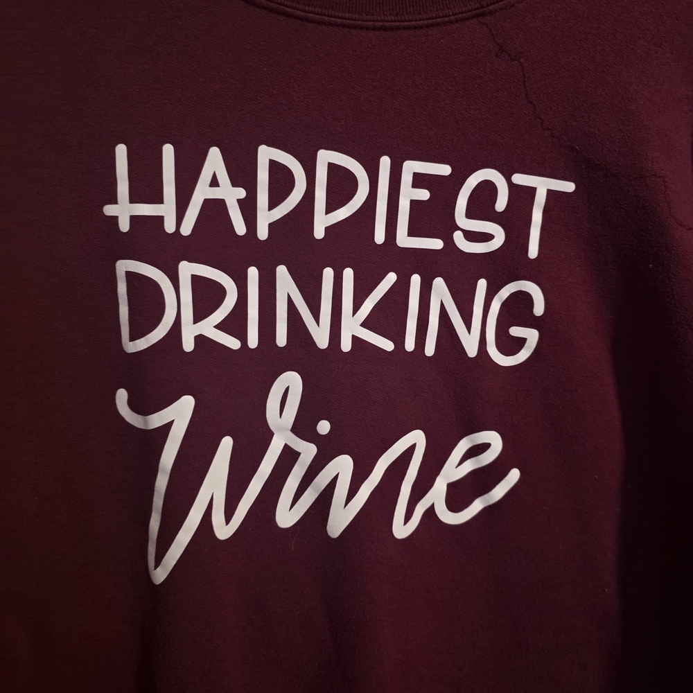 Happiest Drinking Wine Burgundy Graphic Sweatshirt | Size Medium | Cozy Crewneck - Picture 7 of 9
